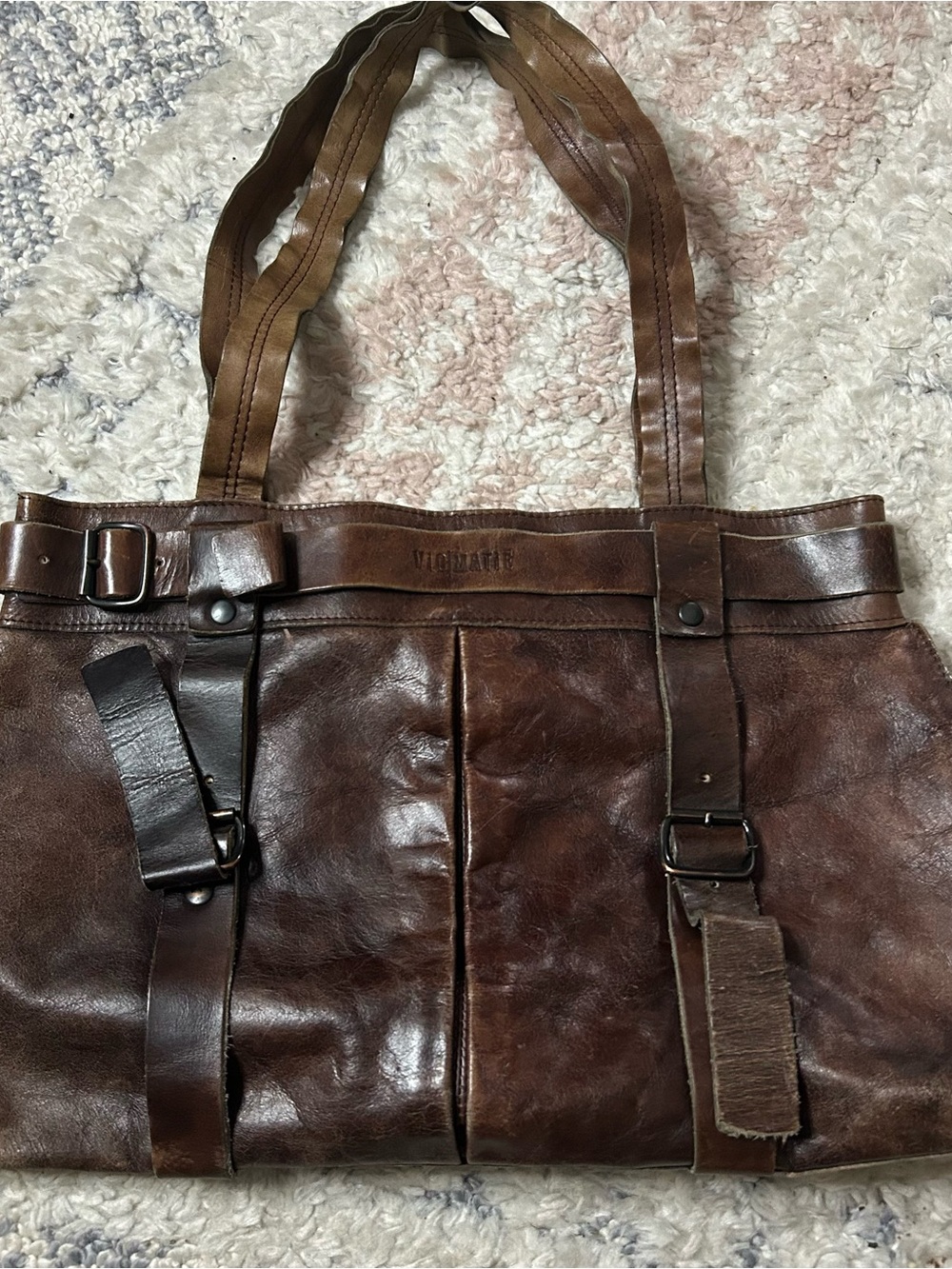 Vintage Vic Matie Brown Leather Tote Bag